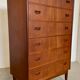 Vintage Danish mid-century teak tallboy chest of drawers 1960s