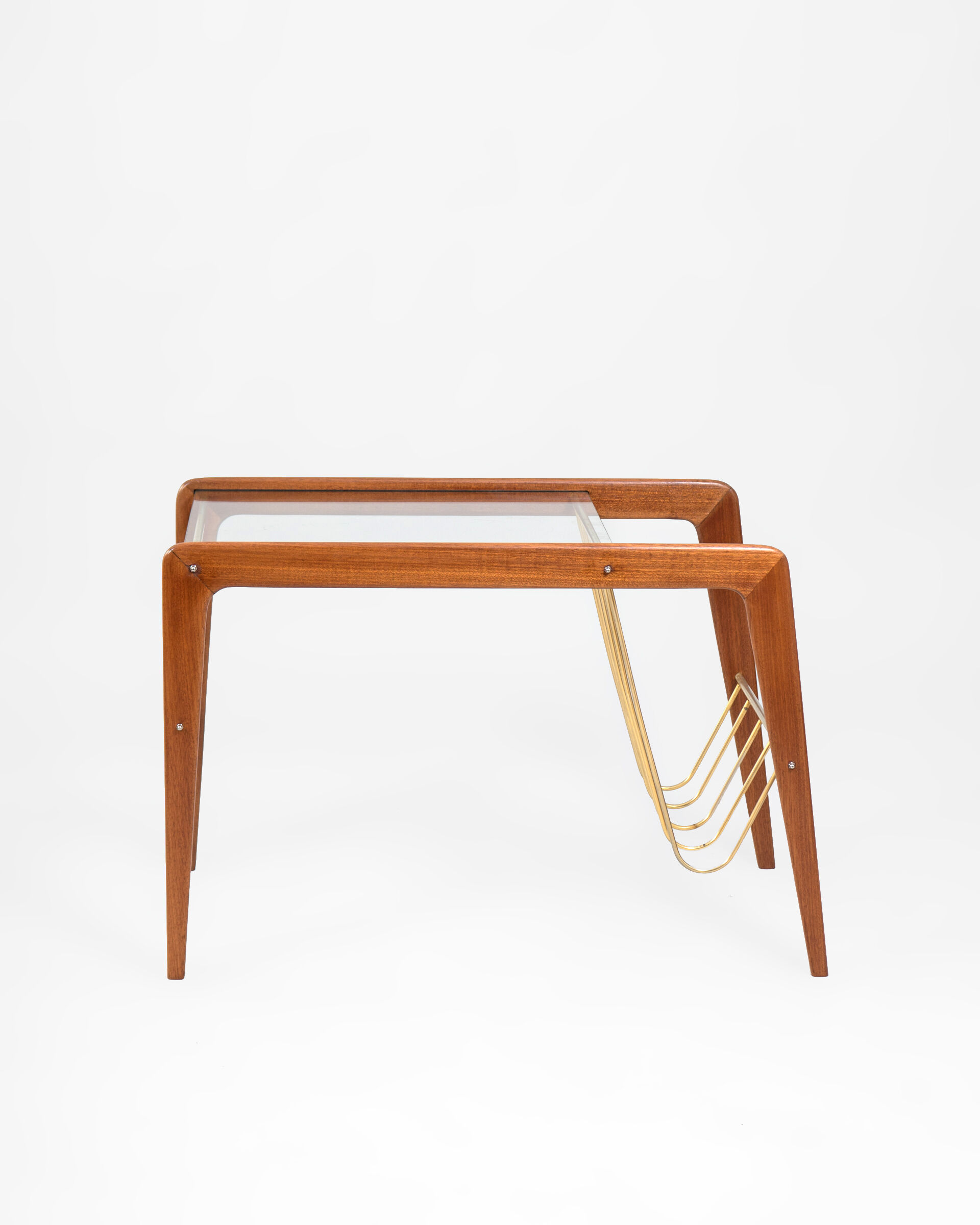 Danish teak & glass coffee table with rack, Denmark, 1960s