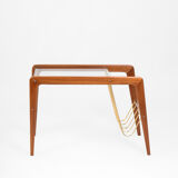 Danish teak & glass coffee table with rack, Denmark, 1960s