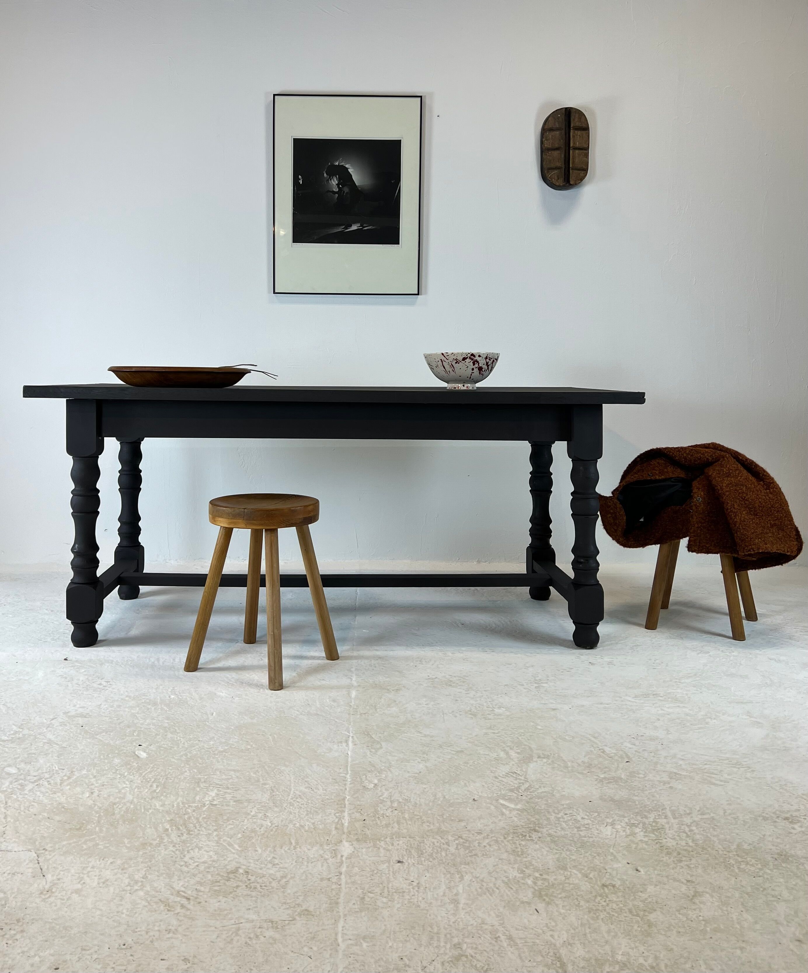 Matte black farmhouse table