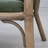 Années 1970, paire de fauteuils lounge scandinaves, mobilier en velours et rotin