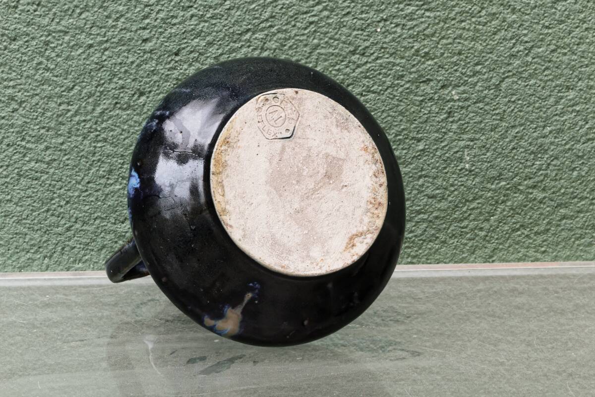 Blue flamed stoneware vase, Art Nouveau style, Reflex