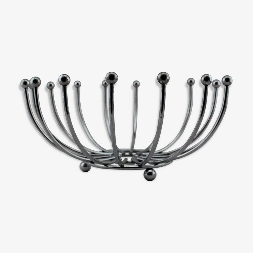 Vintage chrome metal fruit bowl