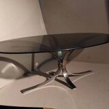 Modernist design table tray smoked glass and chrome base