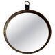 Round wall mirror with brass frame and leather hanger, 1960, Germany