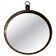 Round wall mirror with brass frame and leather hanger, 1960, Germany