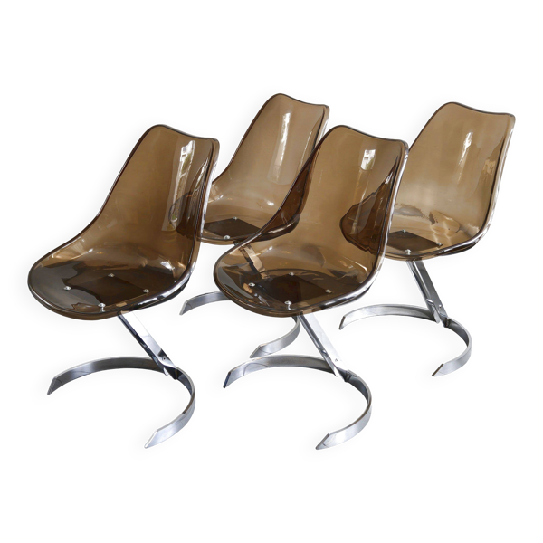 Suite de 4 chaises Eurosteel vintage 1970 — Beyit