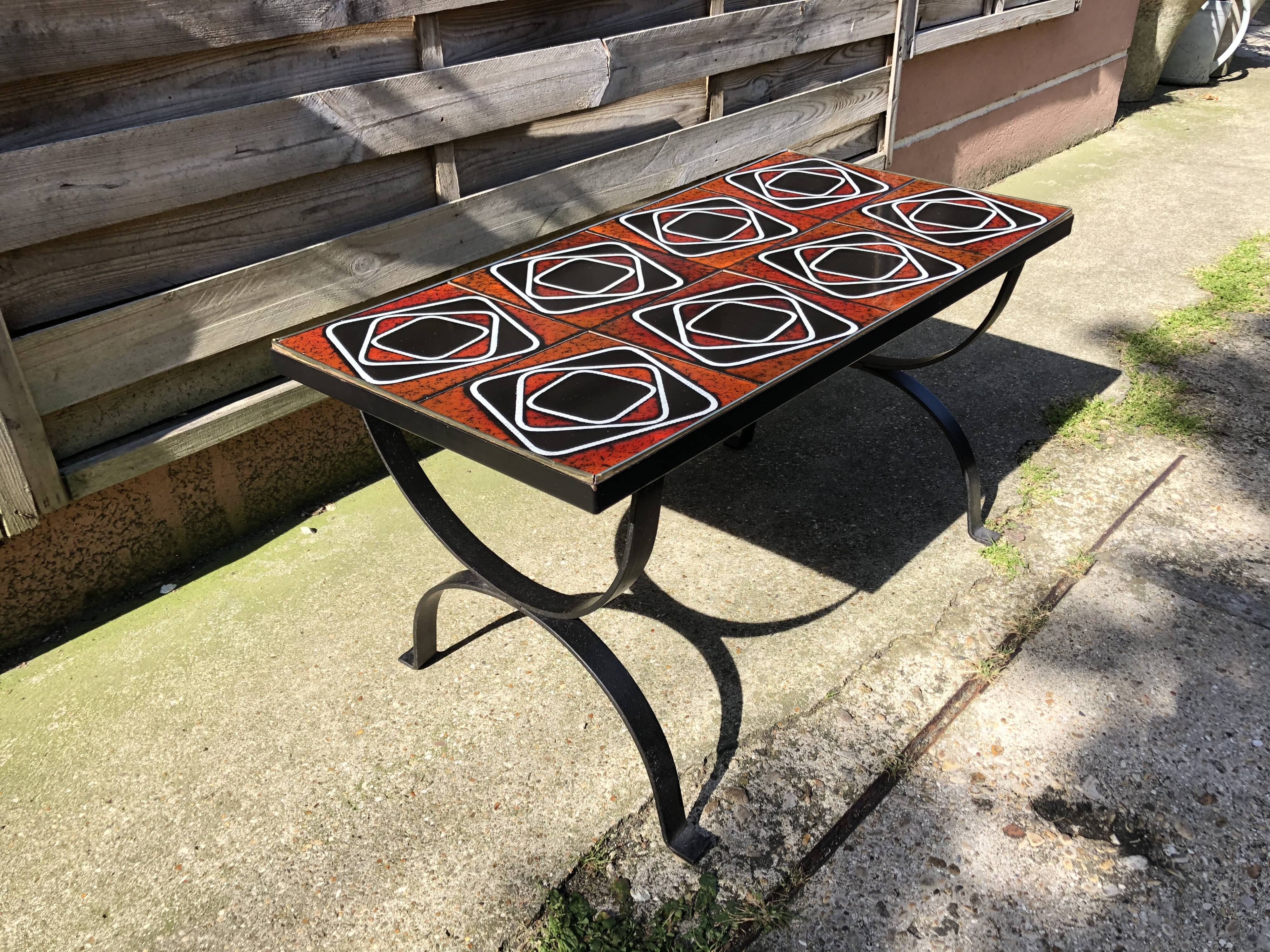 Wrought iron coffee table ceramic 60
