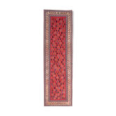 Traditional red vintage soumak rug- handmade flatwoven runner rug 86x291cm