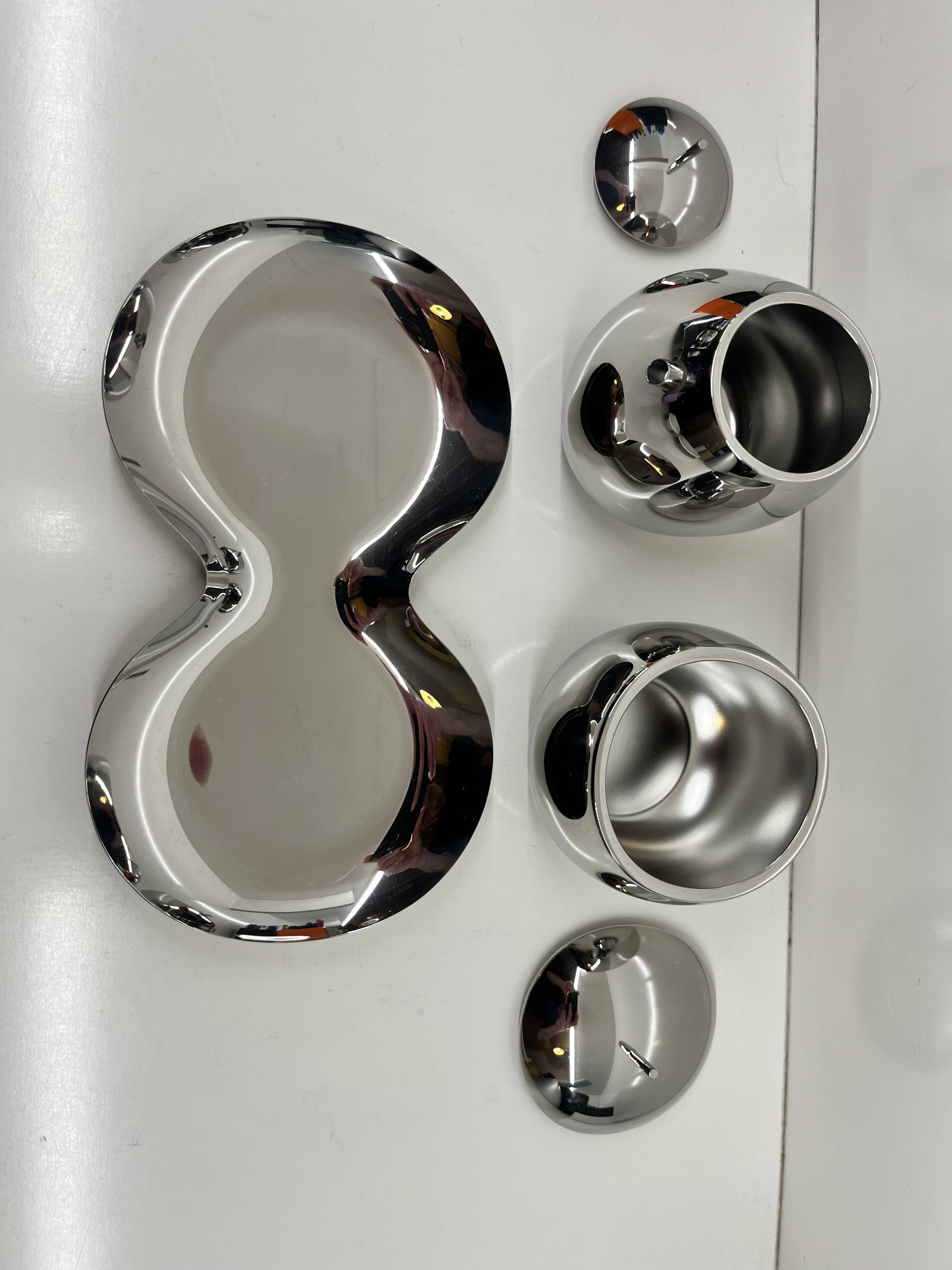 Alessi × sanaa – rare – "fruit basket" sugar bowl & creamer with tray