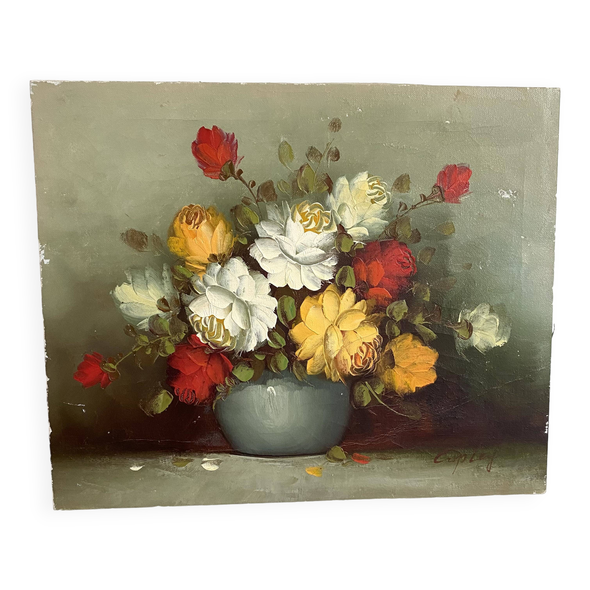 Painting on canvas still life, oil bouquet of flowers Copley