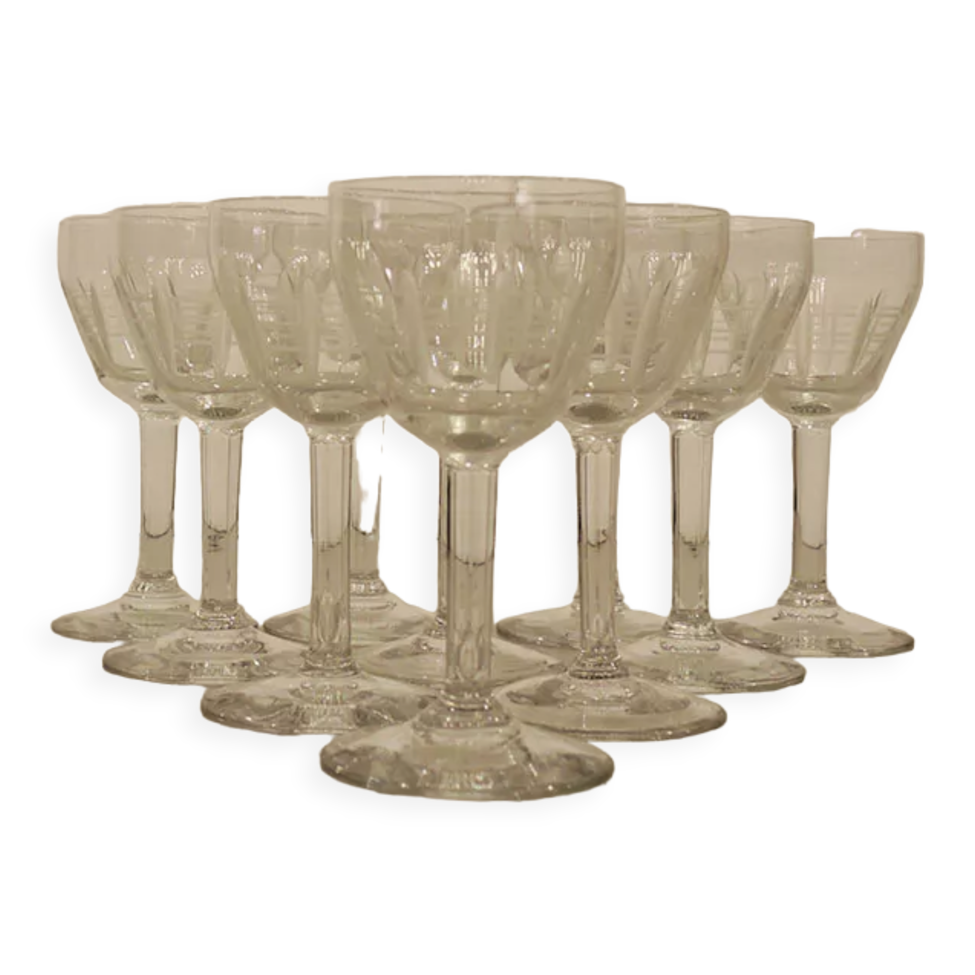10 Old Art Deco Stemware – Cut Pattern