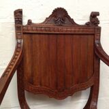 Paire de fauteuils anciens curules dit Dagobert en bois sculpté