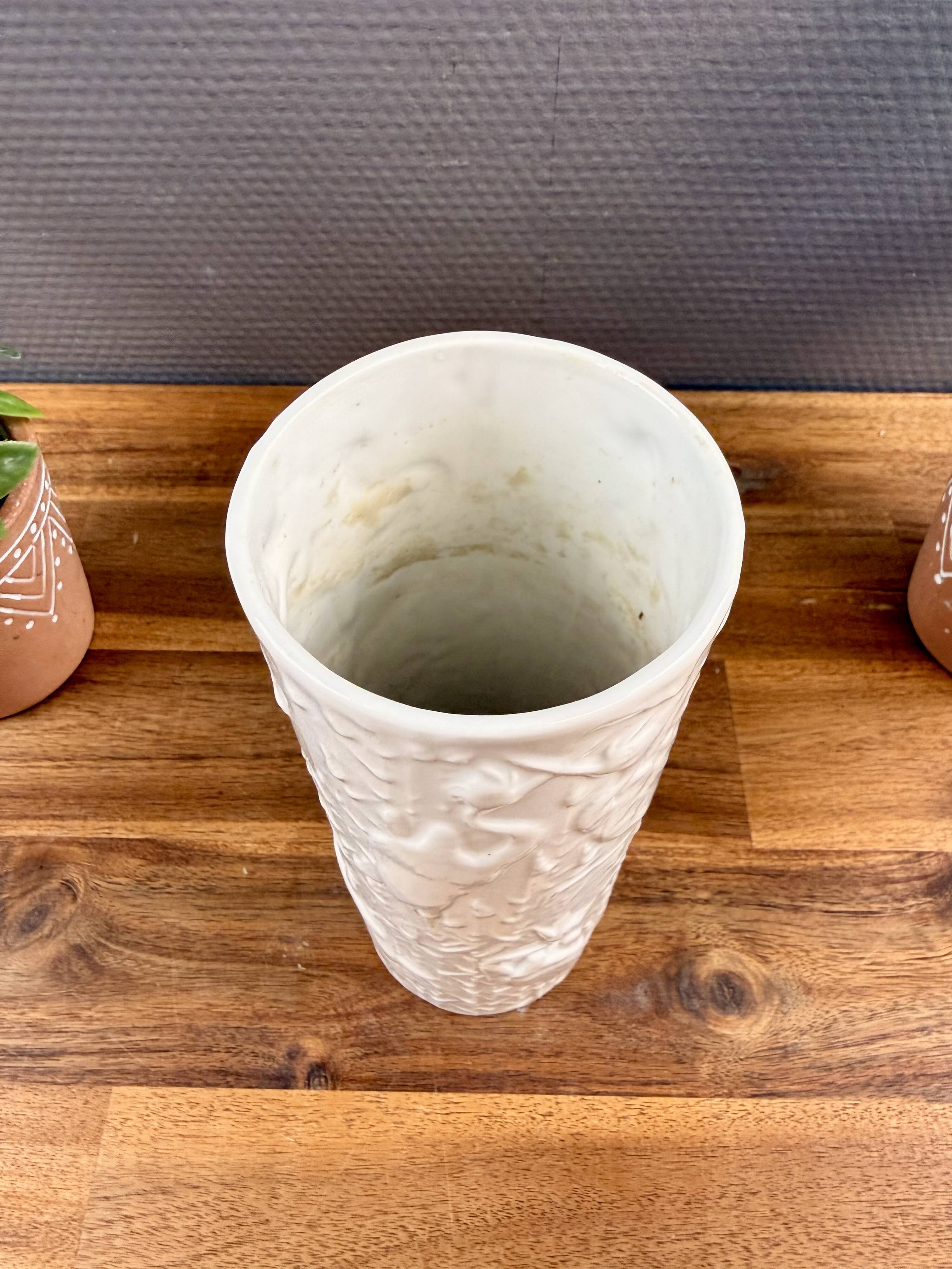 KPM Berlin vase – white relief porcelain – bird decoration