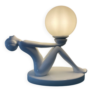 Lampe style Art Déco en céramique et opaline des années 60-70