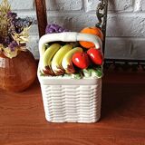 Vintage ceramic pot, fruit decor, Portugal