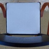 Fauteuil bridge Stella en bois et tissu, années 50