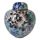 Chinese covered vase in copper alloy with polychrome cloisonné enamels featuring floral decoration.