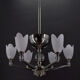 6-spoke Art Deco Modernist chrome chandelier, France, circa 1930