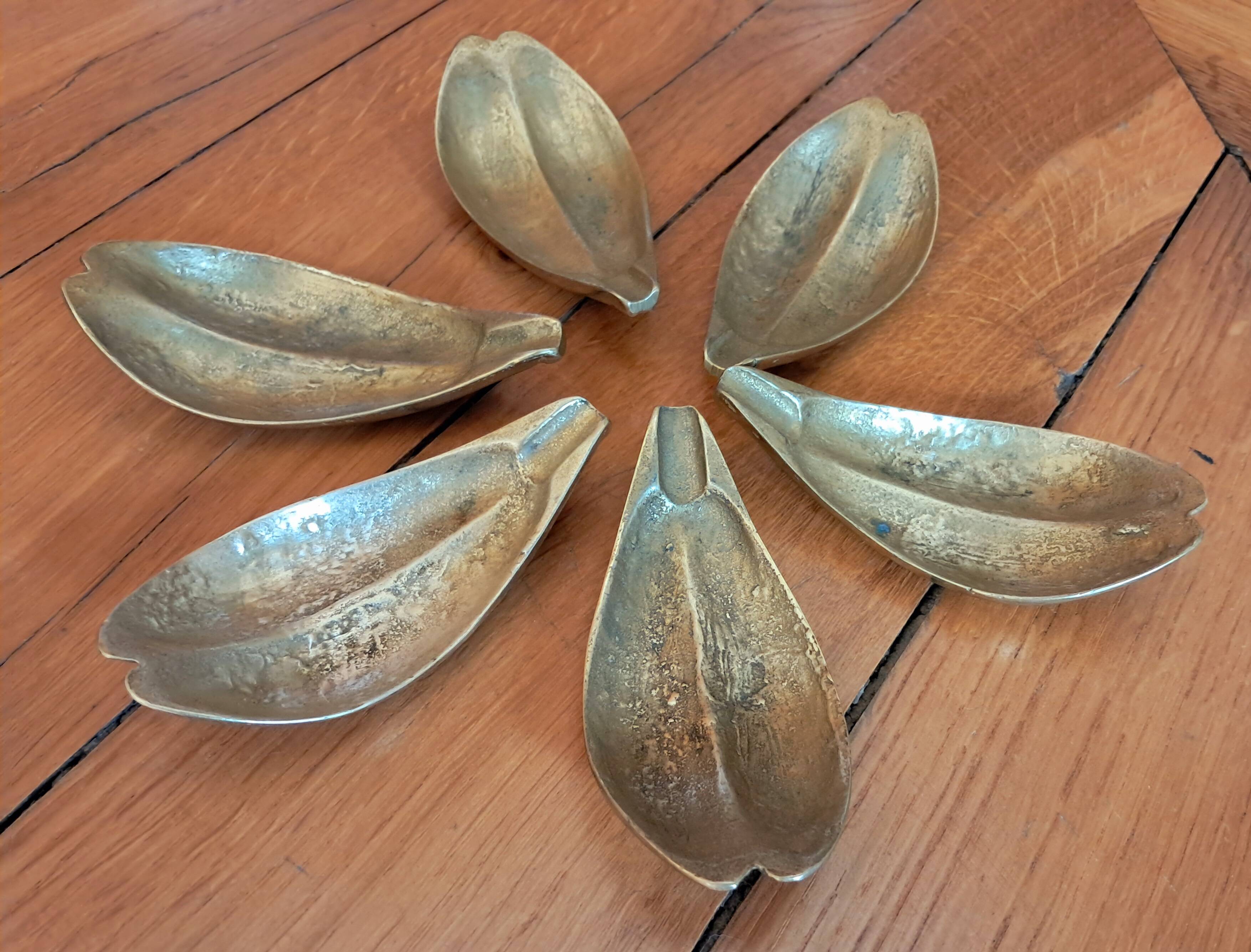 Brass leaf petal ashtrays. 1970s