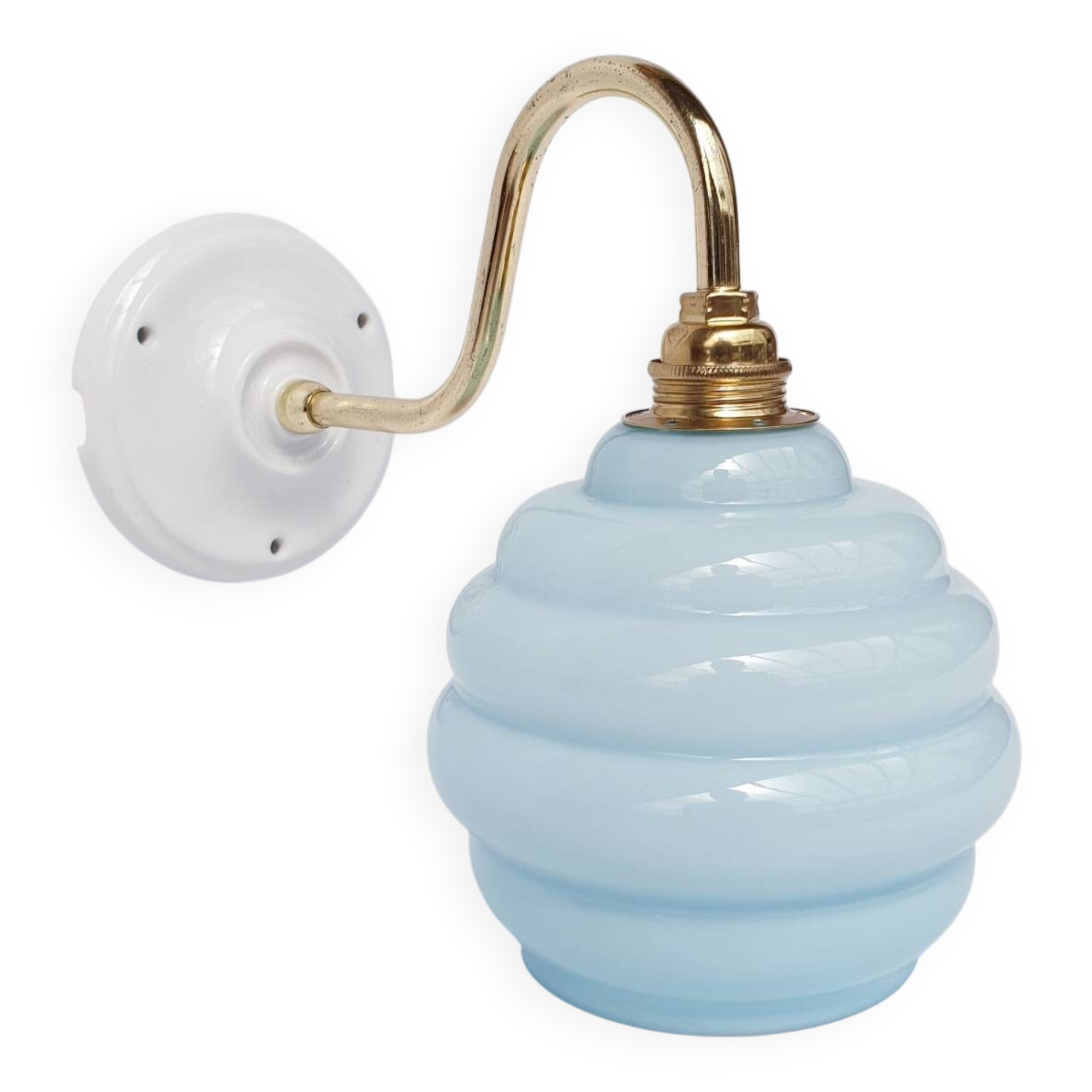 Swan neck and blown glass wall lamp