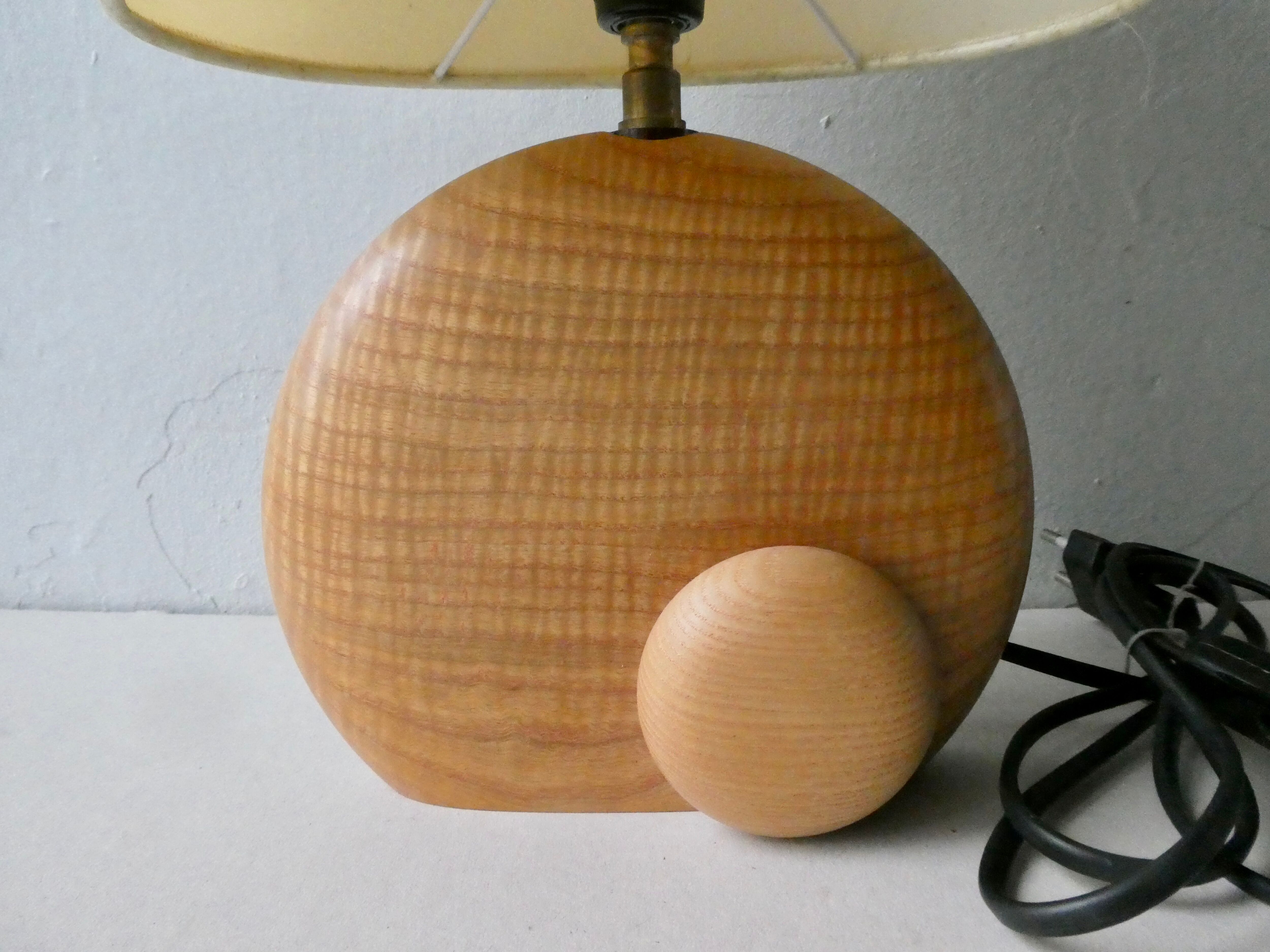 Wooden lamp with its herbarium lampshade from the 70s