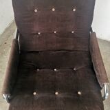 Velvet and tubular metal armchair 1980