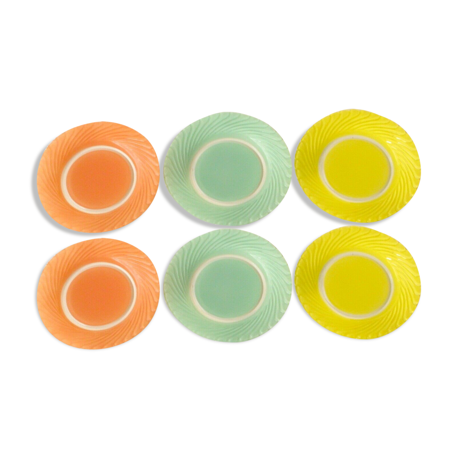 Lot 6 large plates Duralex colors - very vintage - france - pastel