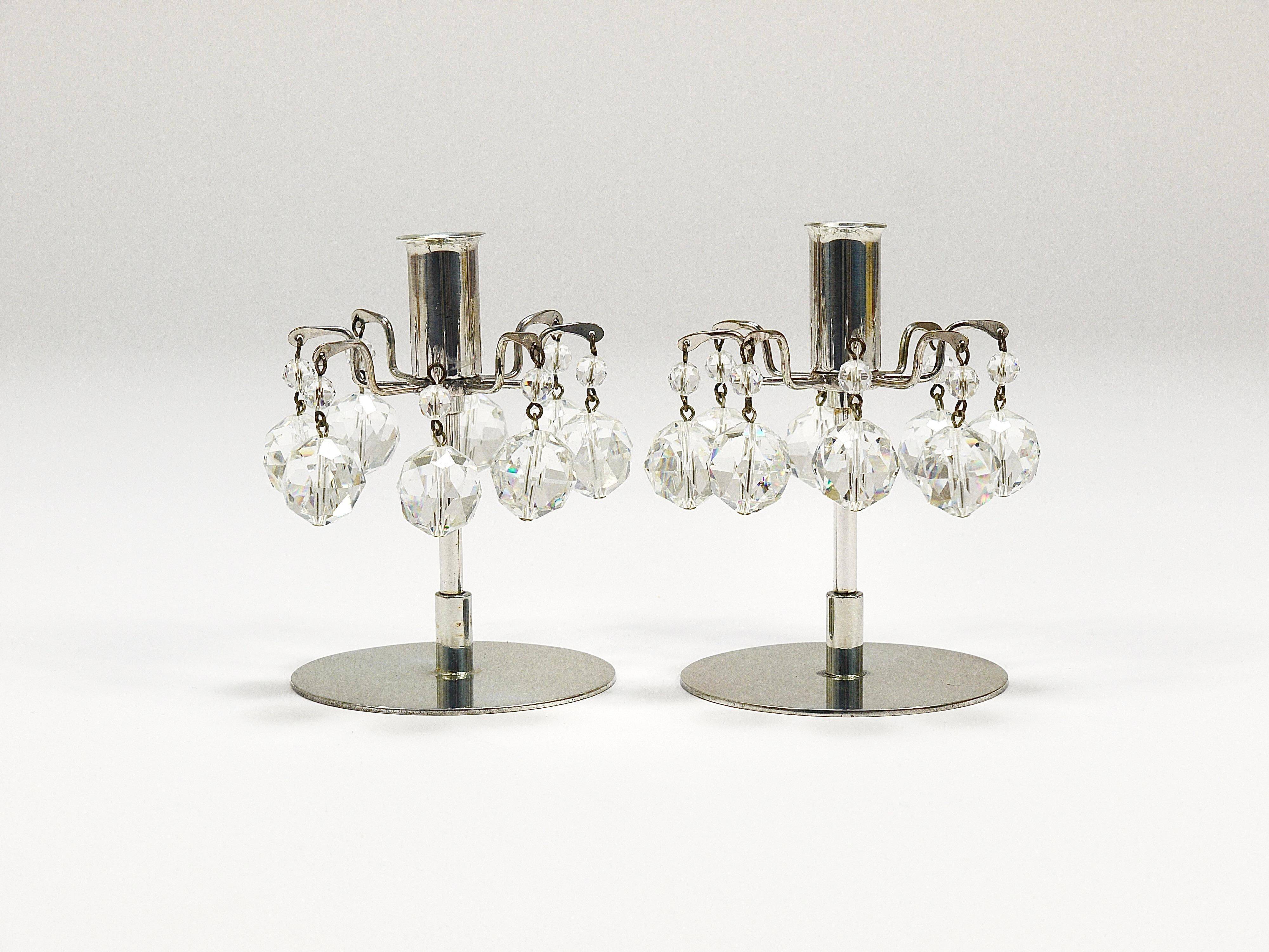 Pair of candlesticks "Lights of Vienna" J.L. Lobmeyr, faceted Swarovski crystals