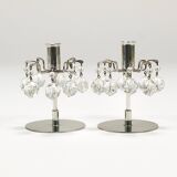 Pair of candlesticks "Lights of Vienna" J.L. Lobmeyr, faceted Swarovski crystals