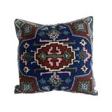 Housse de coussin ethnique en laine brodé à la main 40x40 cm