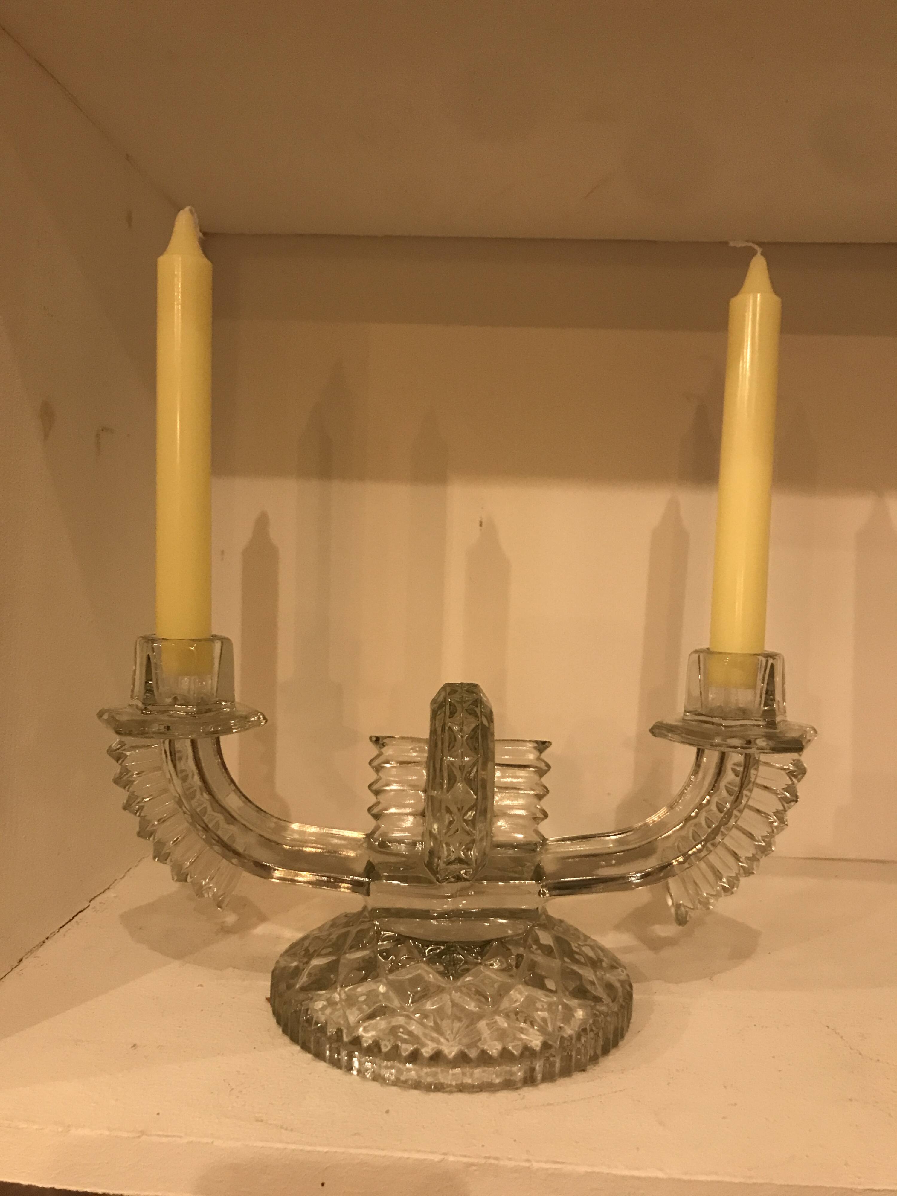 Art Deco 2-branched candle holders