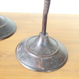 Pair of metal candlesticks, dragonfly