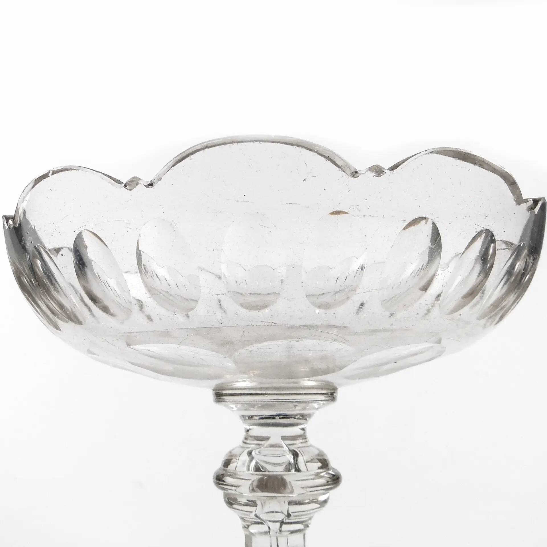 Biedermeier compote, transparent crystal, Czechia, 19th century