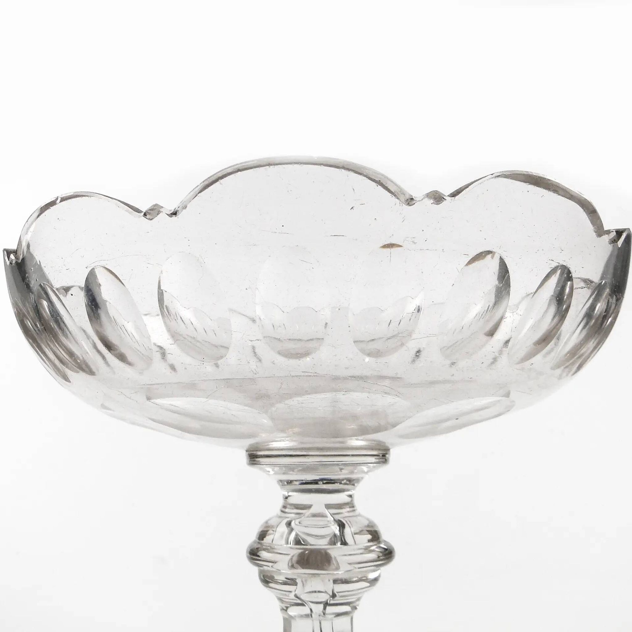 Biedermeier compote, transparent crystal, Czechia, 19th century
