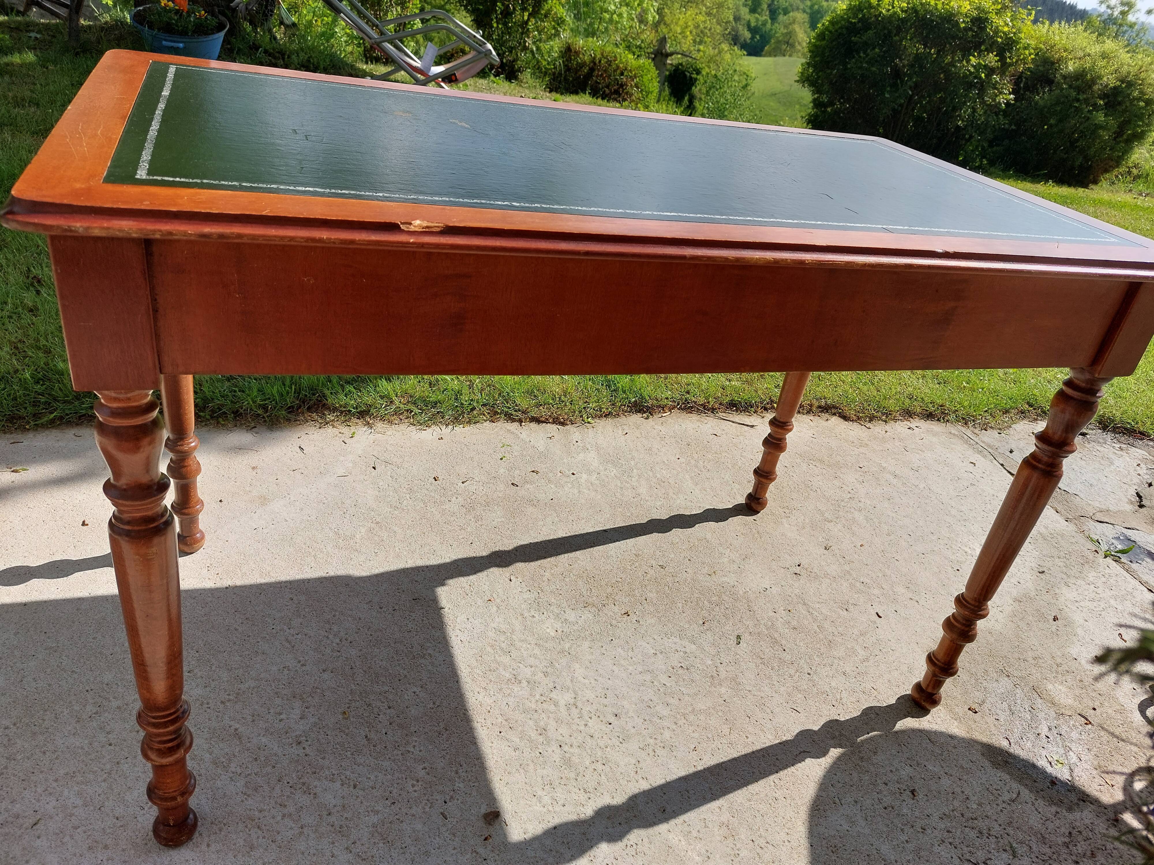 Desk green leather top