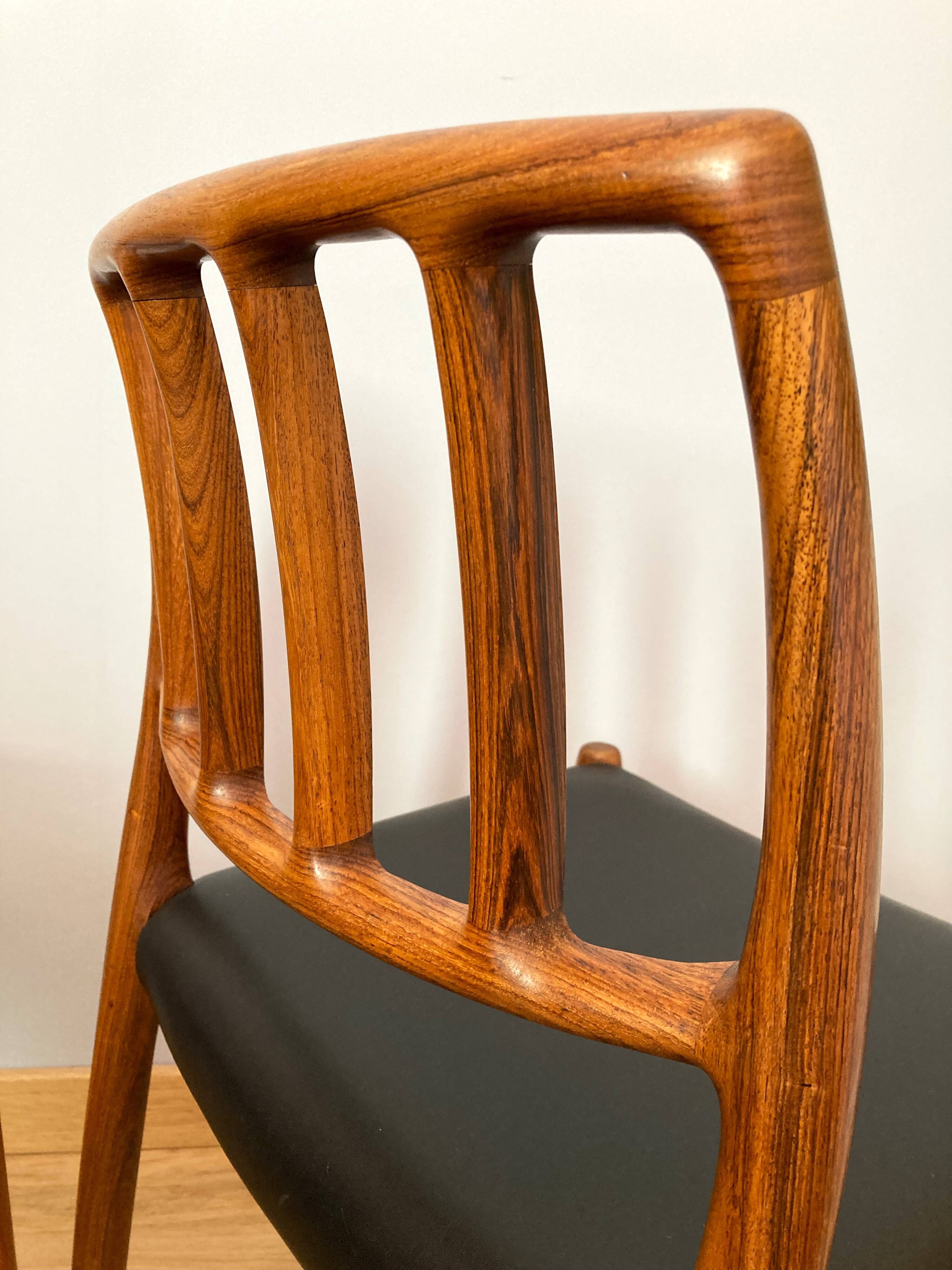 Set of 2 vintage Danish rosewood chairs 1974, Model 83, by Niels Moller