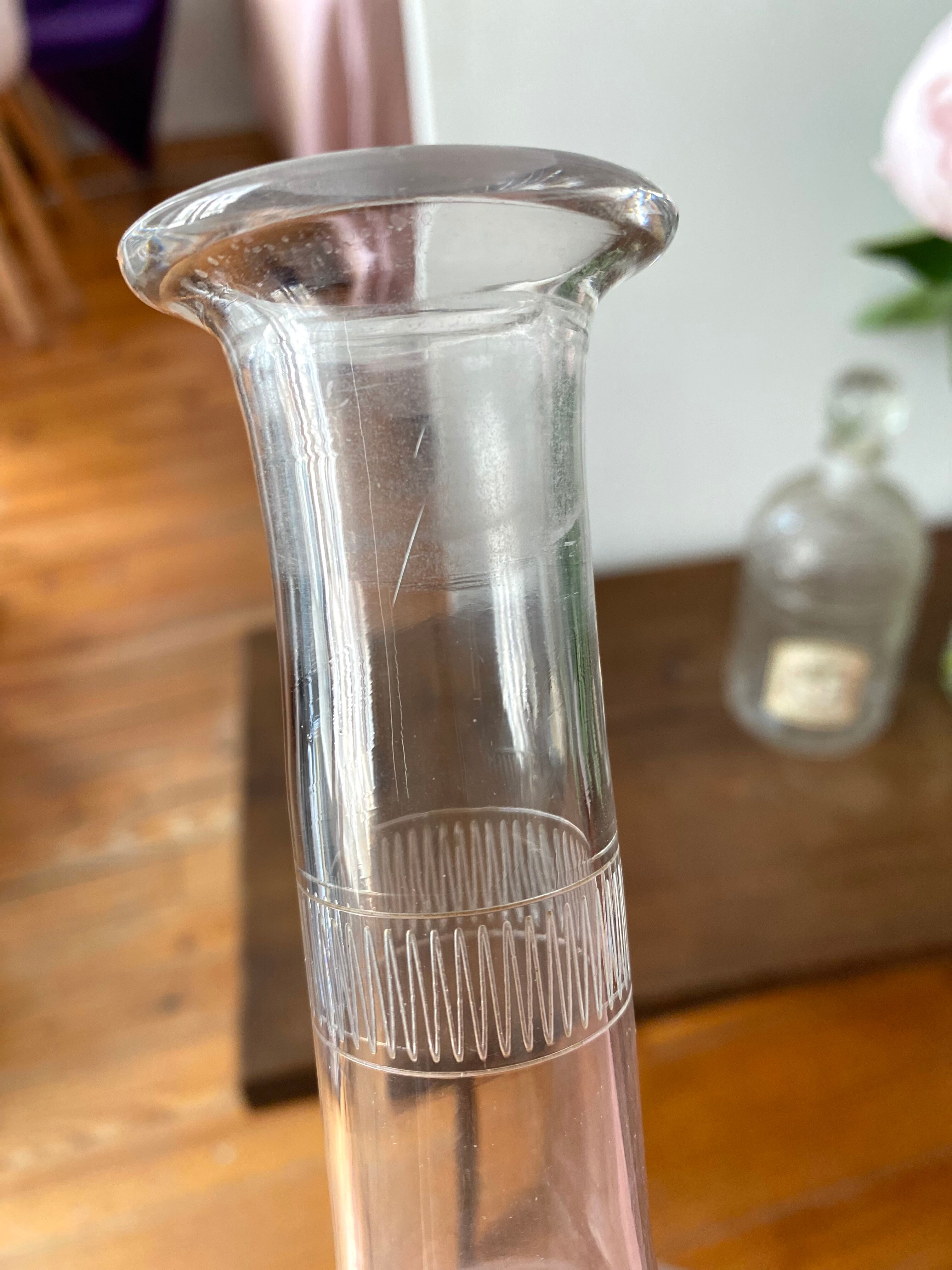 Vintage 60s chiseled glass decanter