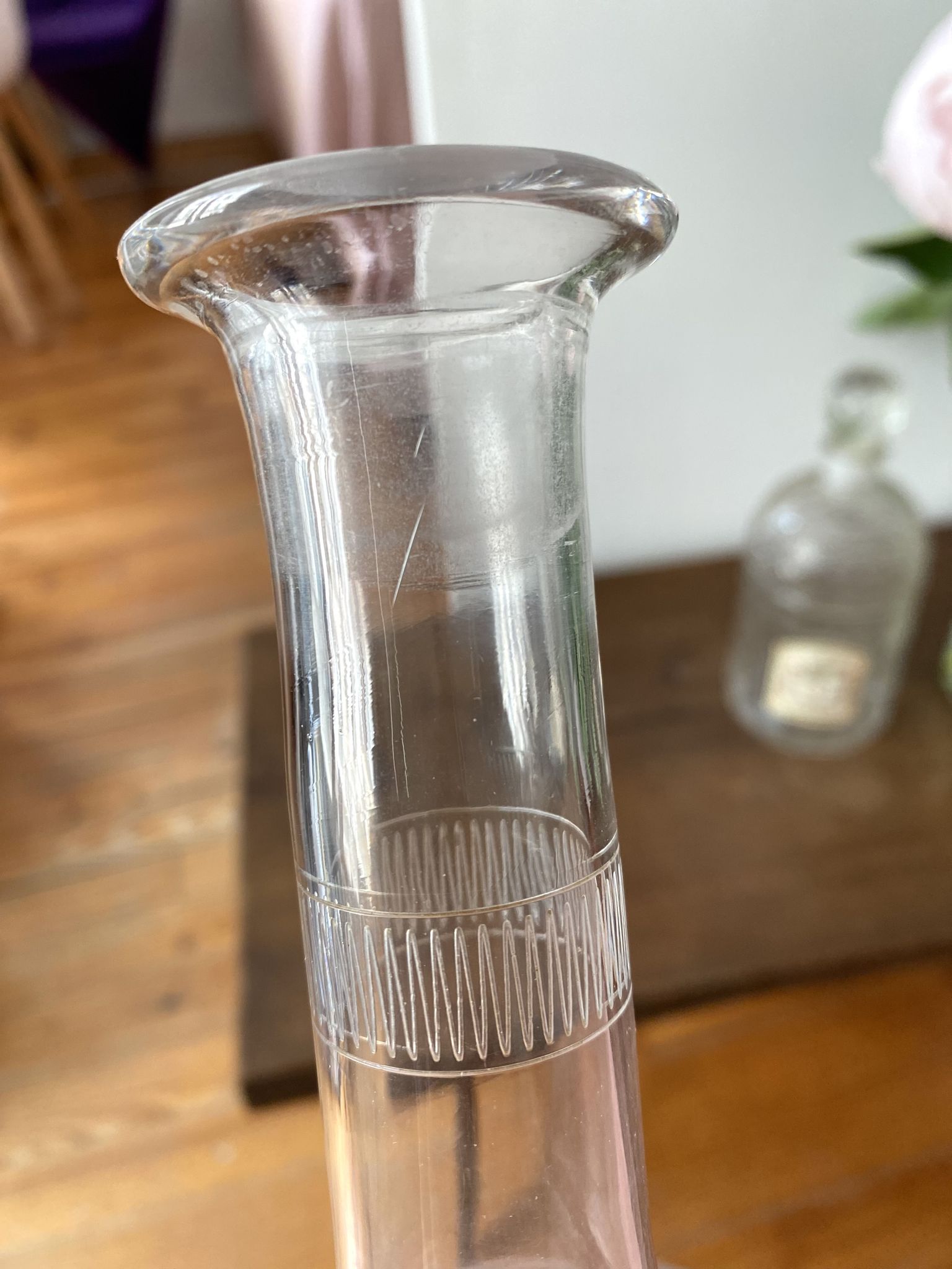 Vintage 60s chiseled glass decanter