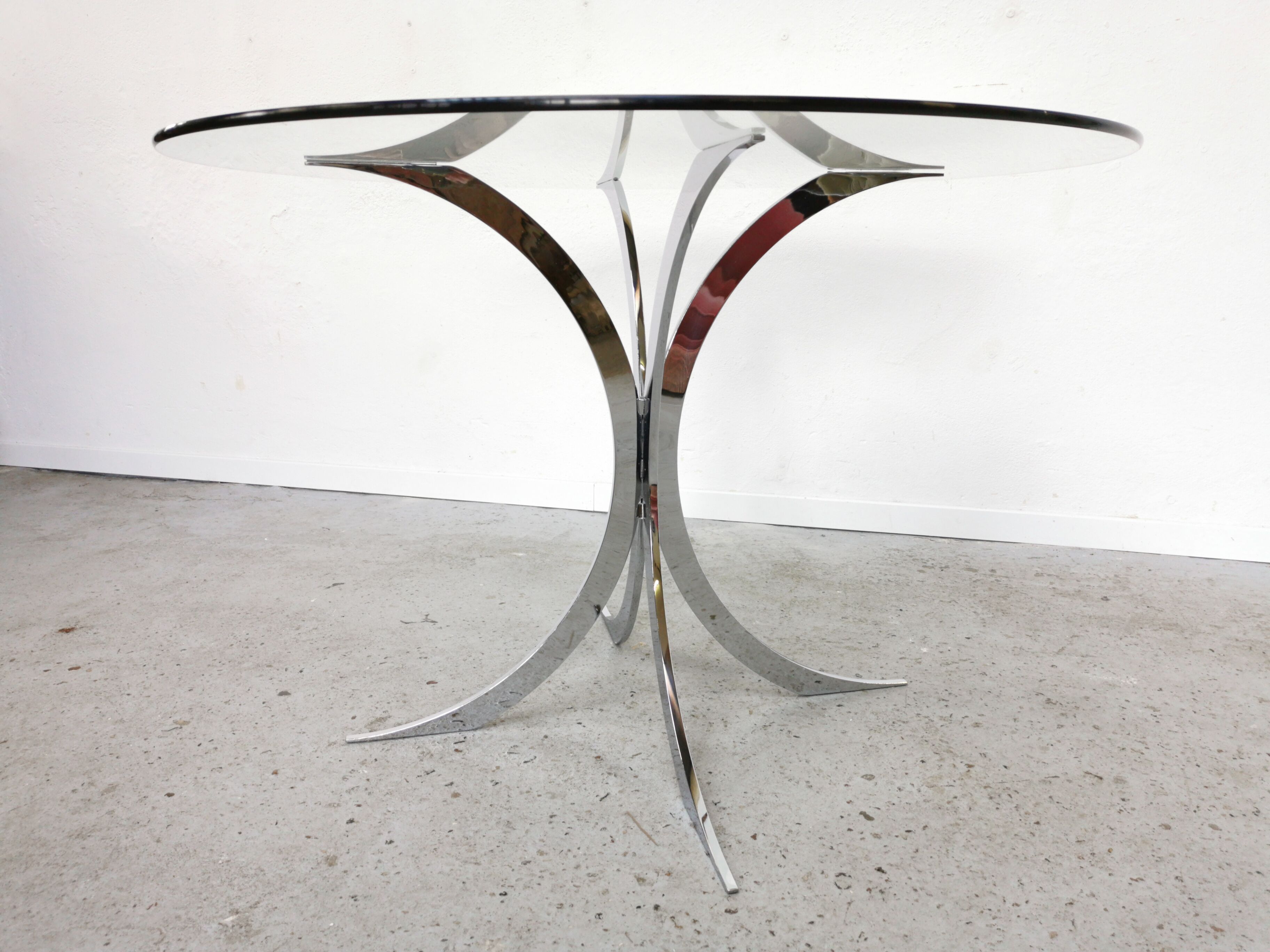 Table vintage verre et chrome 1970