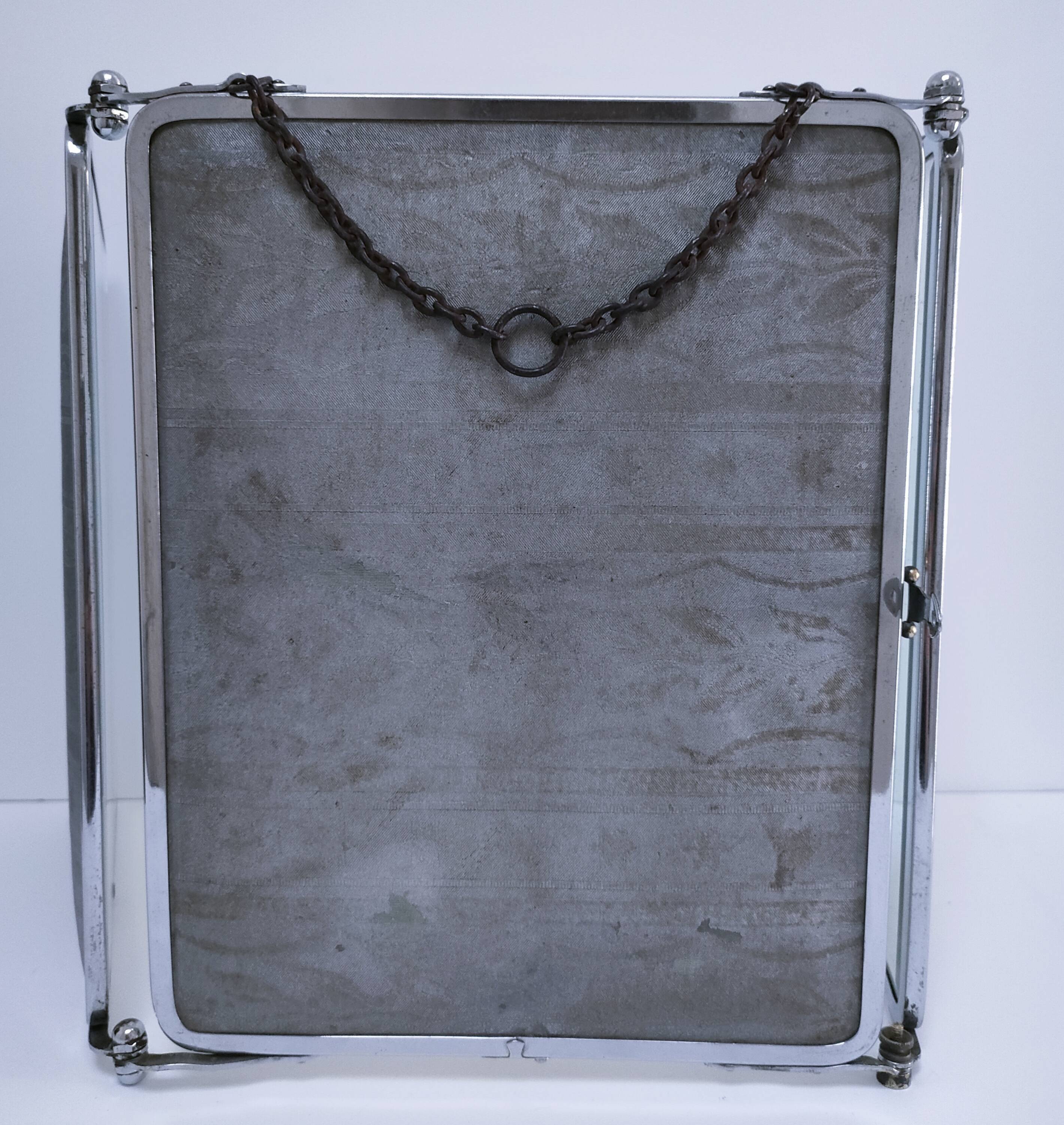 Chrome patina triptych mirror, early 20th century