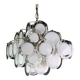 Large 36 Murano Glass White Disc Chandelier by Vistosi, 1970s
