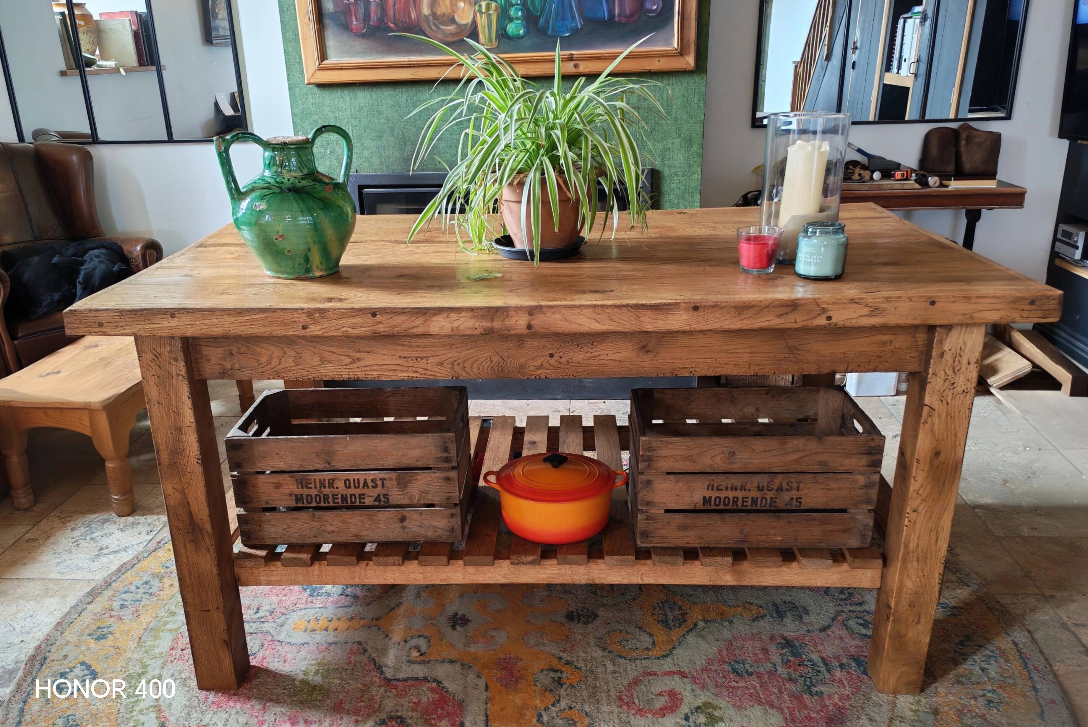 XXL solid oak kitchen island/worktop 180 x 105