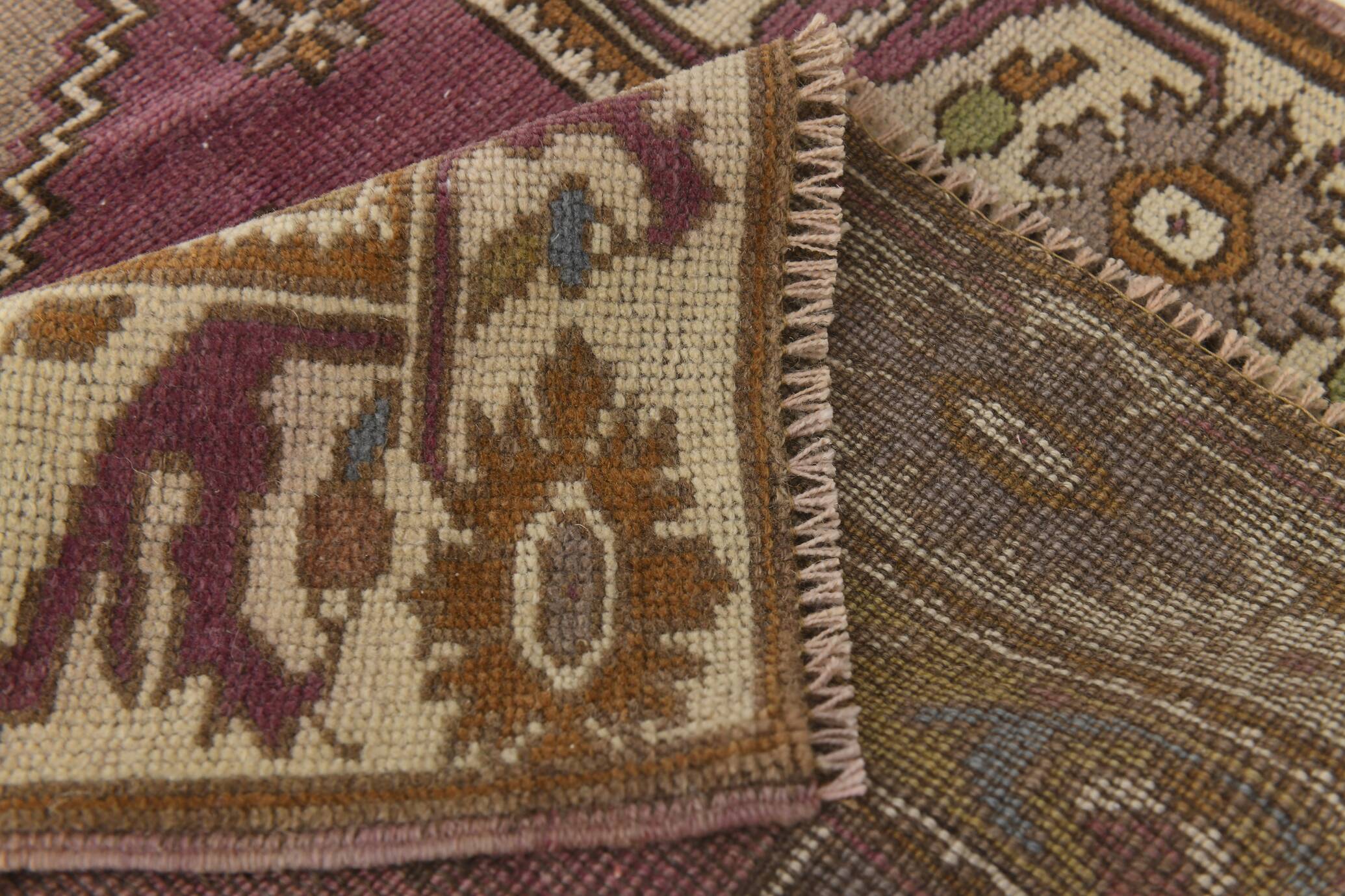 3x11 Plum & Beige Oriental Persian Runner Rug, 78x332Cm