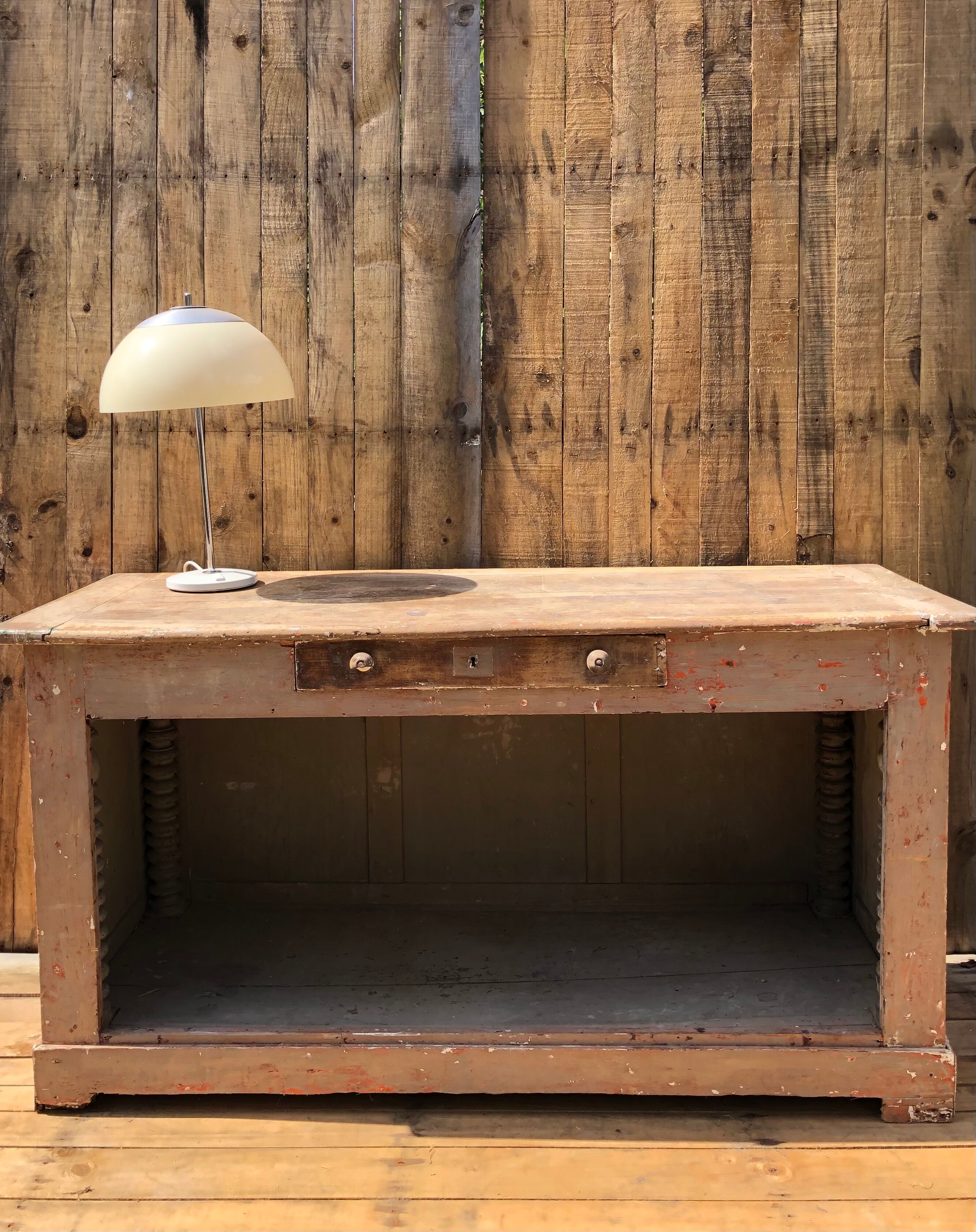 Patinated raw wood countertop