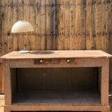 Patinated raw wood countertop