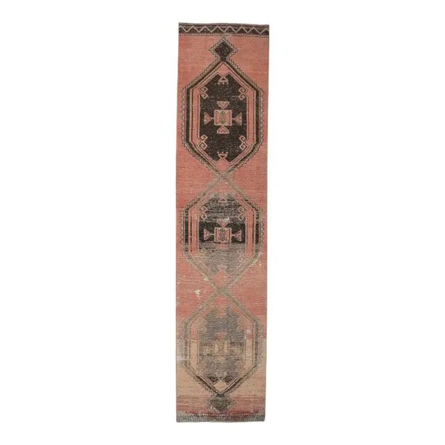 1970s Turkish Hand-Knotted Runner Rug 87x386