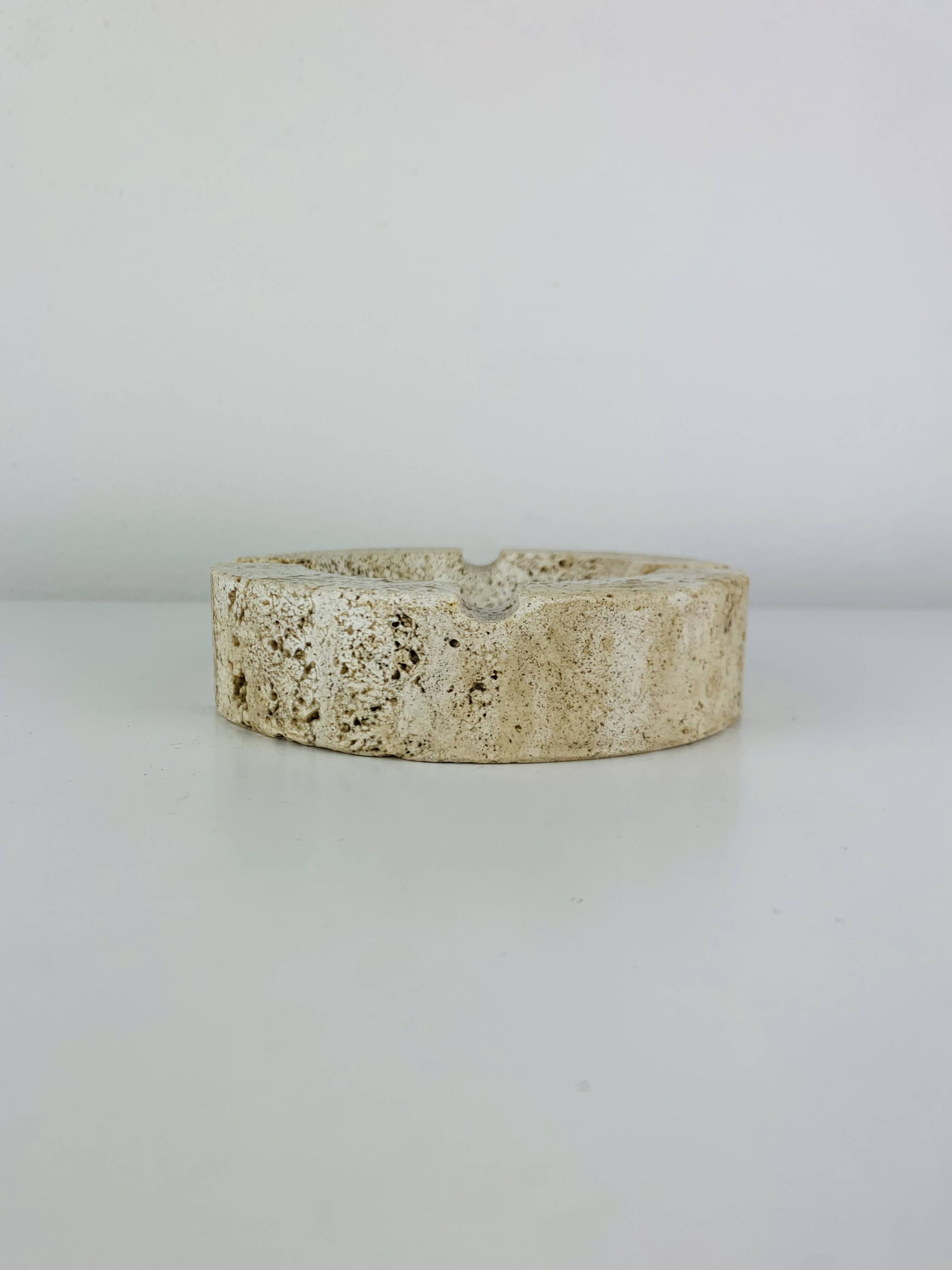 Round travertine ashtray, vintage