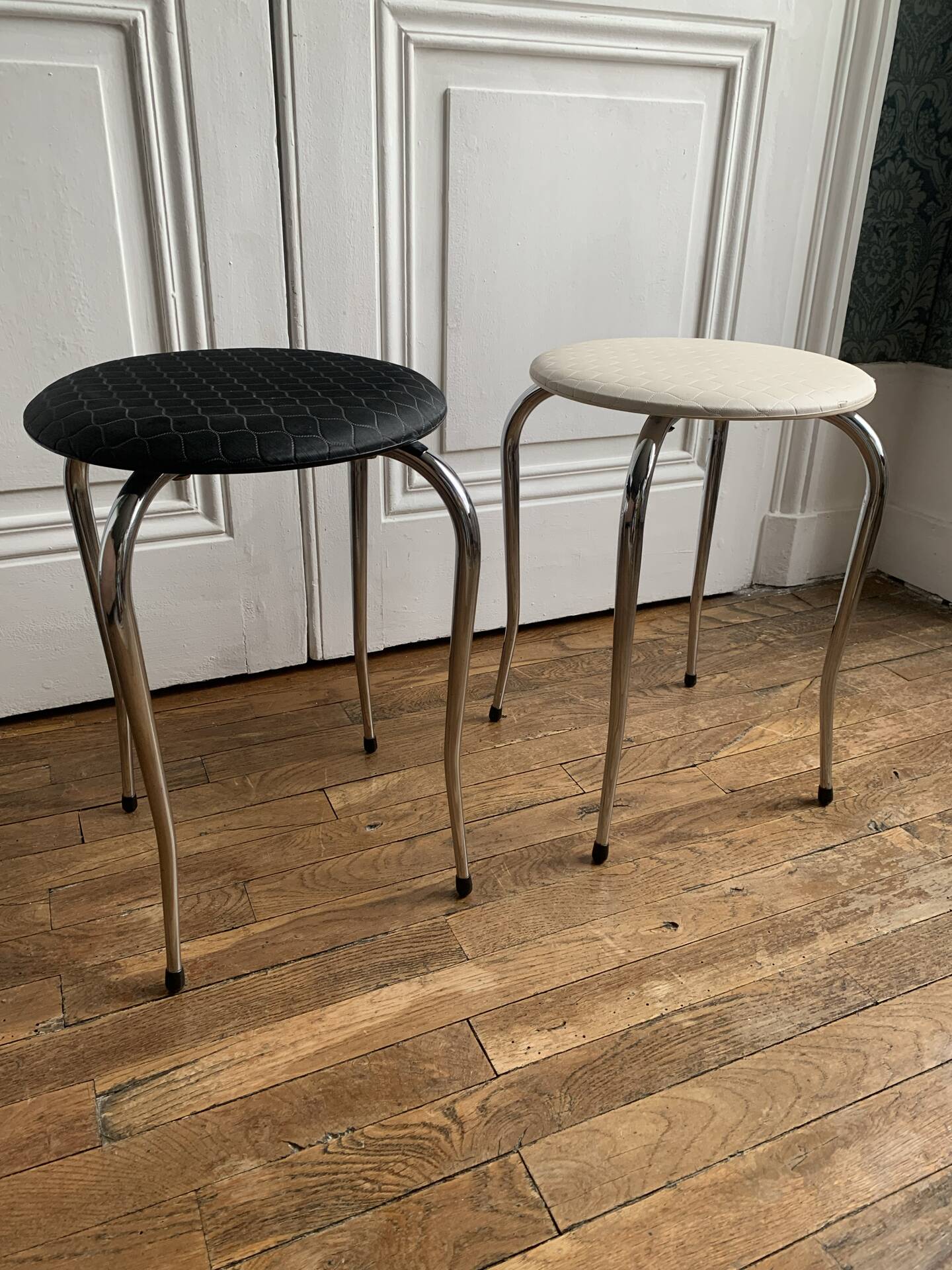 Vintage Chrome stool pair