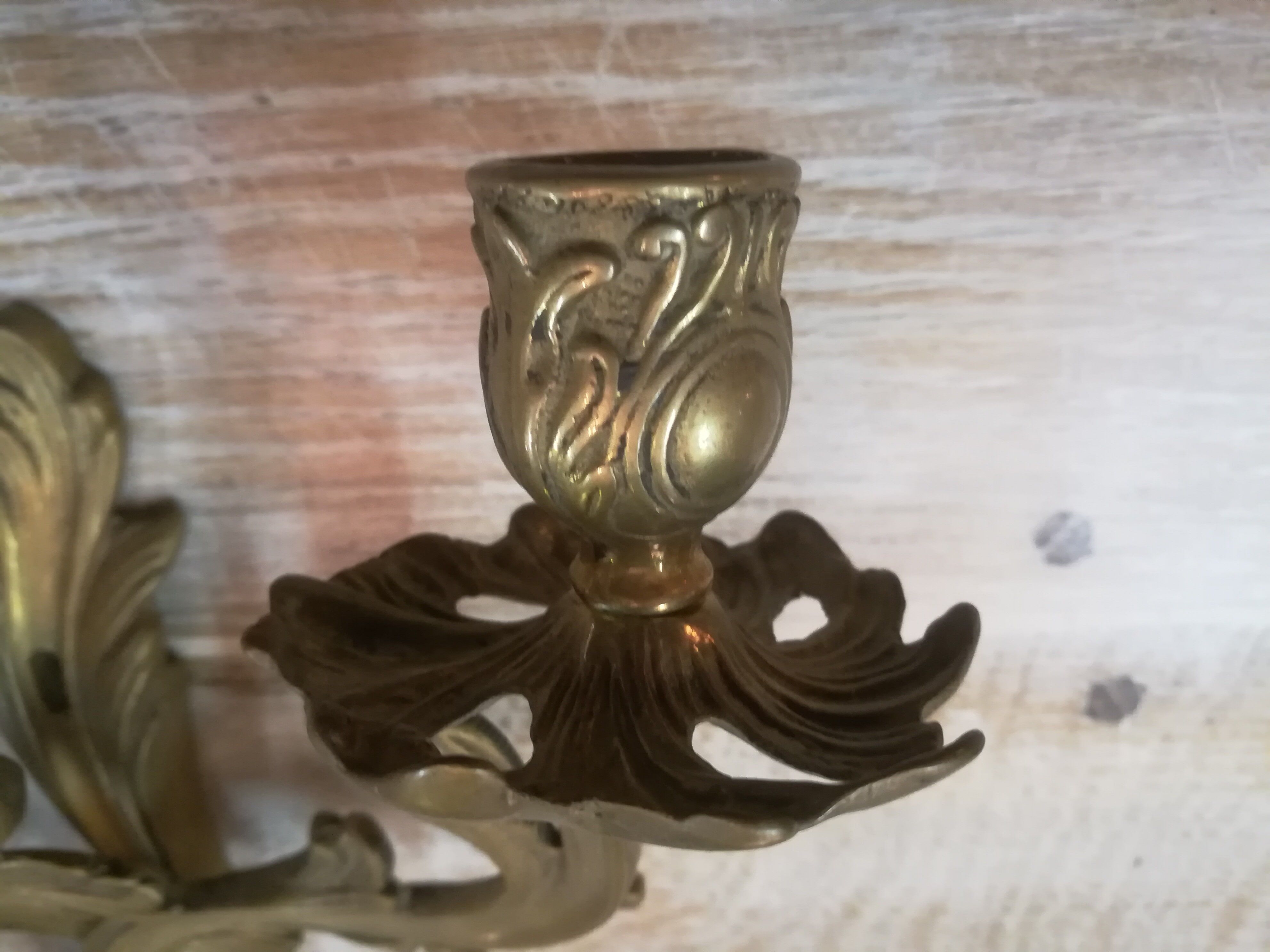 Pair of Louis XV style gilded bronze sconces